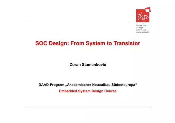 soc design from system to transistor