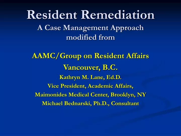 resident remediation a case management approach modified from
