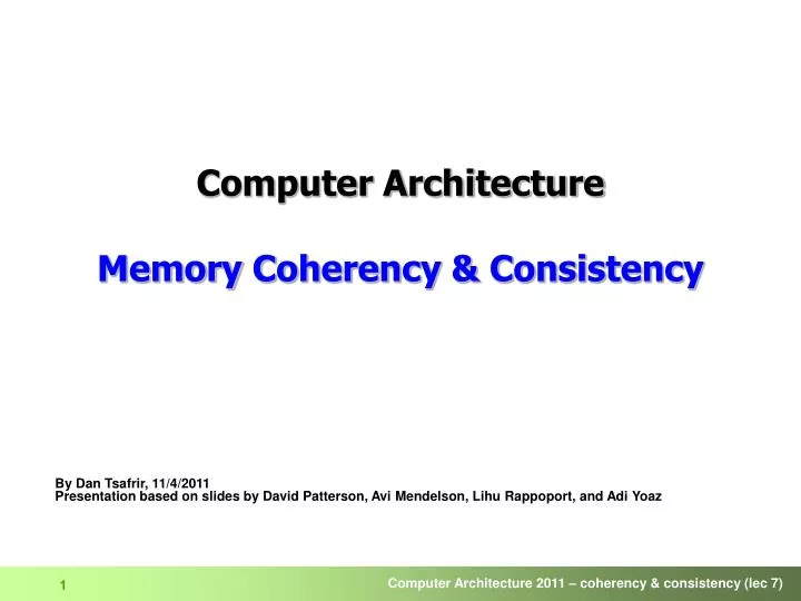 computer architecture memory coherency consistency
