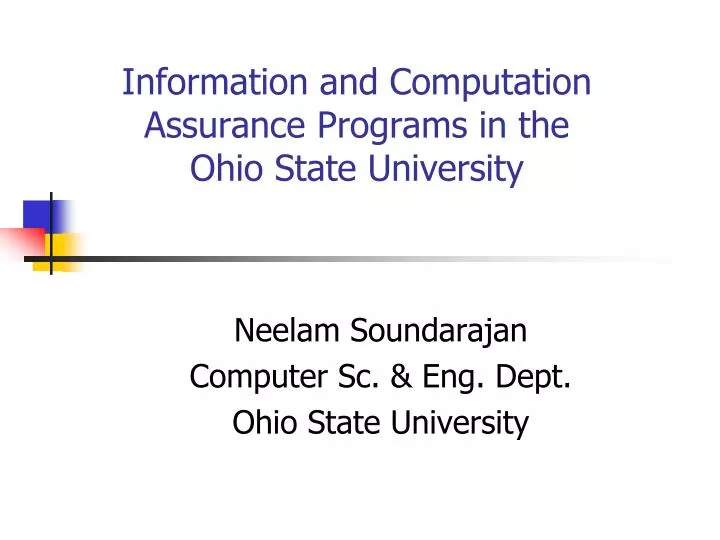 information and computation assurance programs in the ohio state university