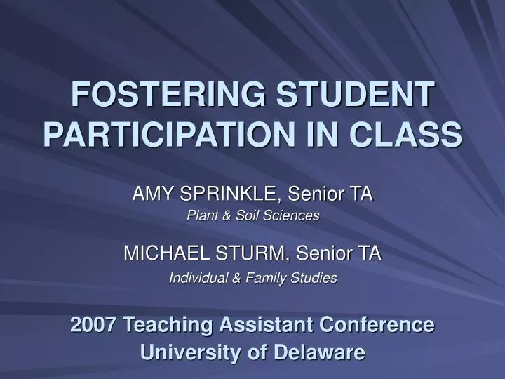 fostering student participation in class