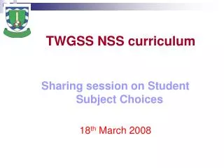 TWGSS NSS curriculum