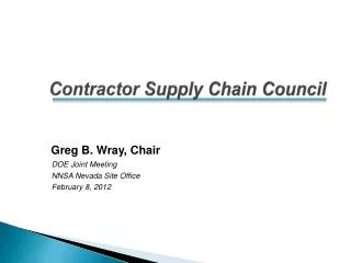 Contractor Supply Chain Council
