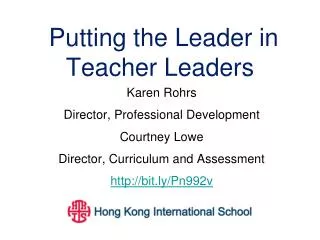 Putting the Leader in Teacher Leaders