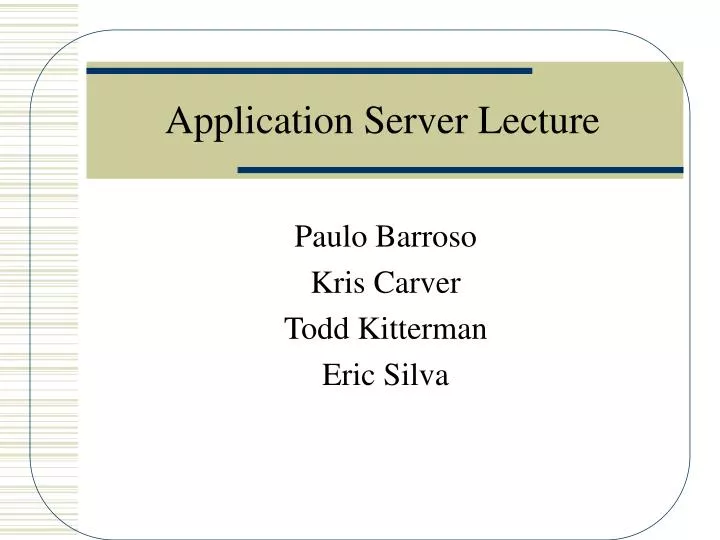 application server lecture