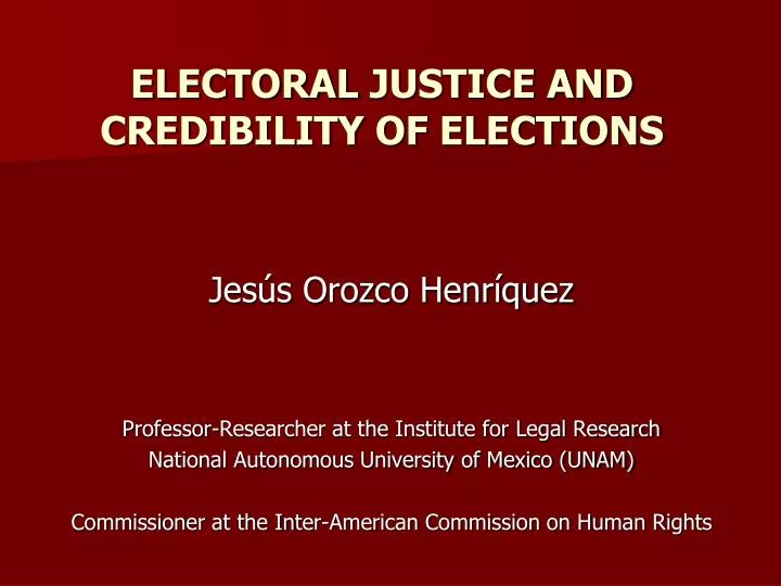 electoral justice and credibility of elections