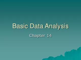 Basic Data Analysis