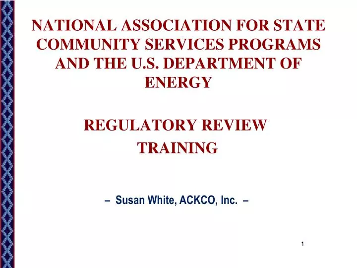 national association for state community services programs and the u s department of energy