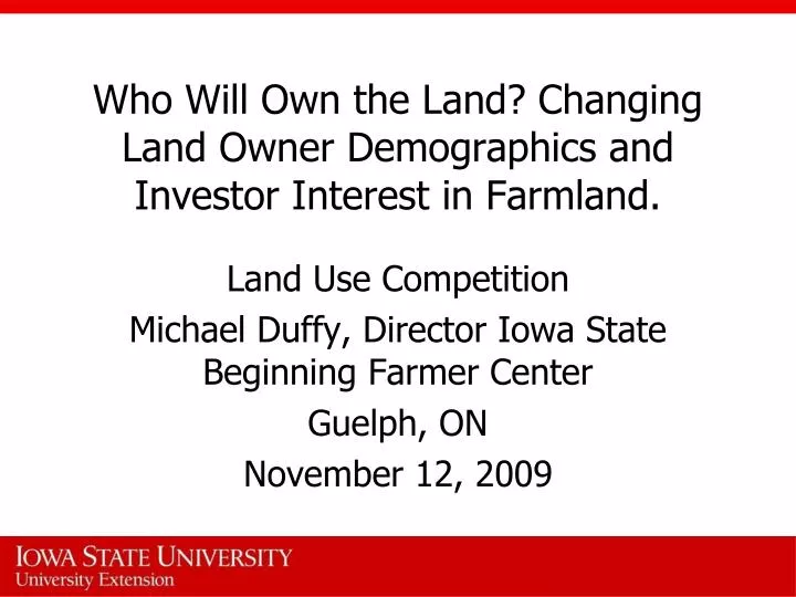 who will own the land changing land owner demographics and investor interest in farmland