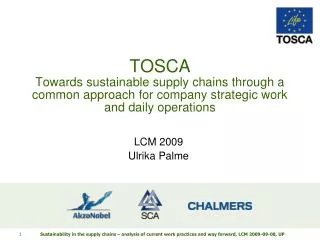 TOSCA Towards sustainable supply chains through a common approach for company strategic work and daily operations