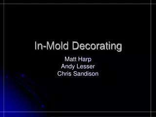 In-Mold Decorating