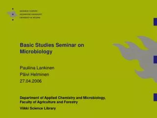 Basic Studies Seminar on Microbiology