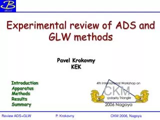 Experimental review of ADS and GLW methods