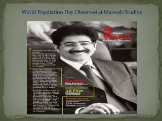 World Population Day Observed at Marwah Studios