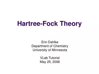 Hartree-Fock Theory