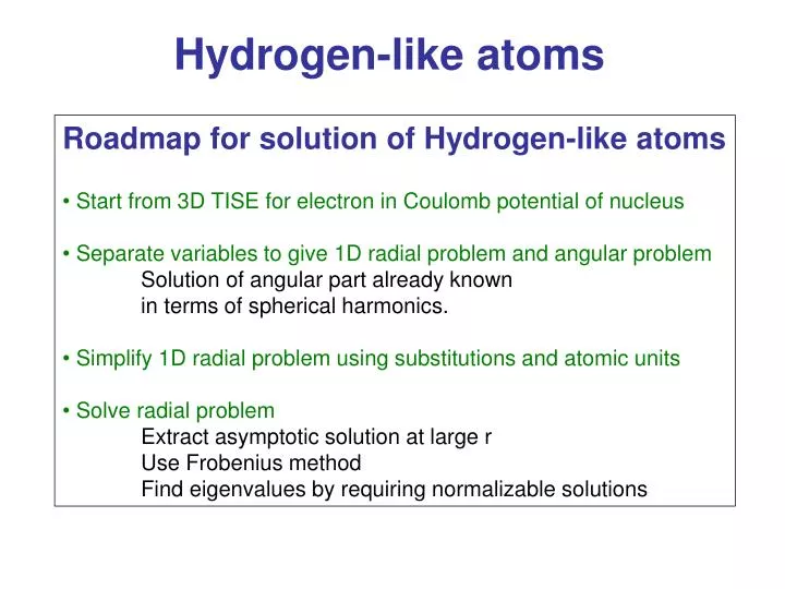 hydrogen like atoms