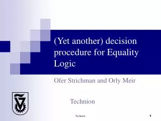 (Yet another) decision procedure for Equality Logic