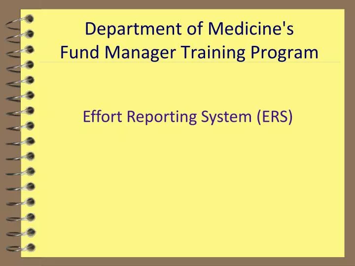 department of medicine s fund manager training program