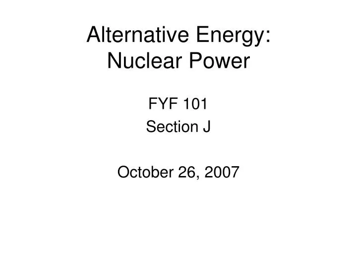 alternative energy nuclear power