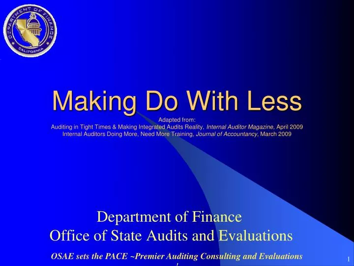 department of finance office of state audits and evaluations