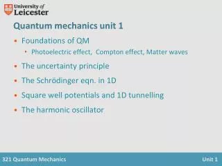 Quantum mechanics unit 1