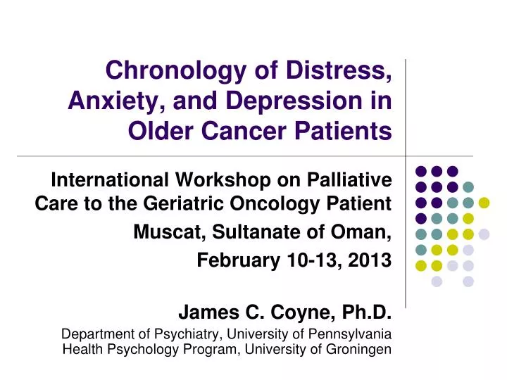 chronology of distress anxiety and depression in older cancer patients