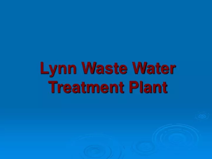 lynn waste water treatment plant
