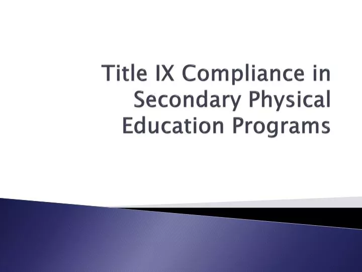 title ix compliance in secondary physical education programs