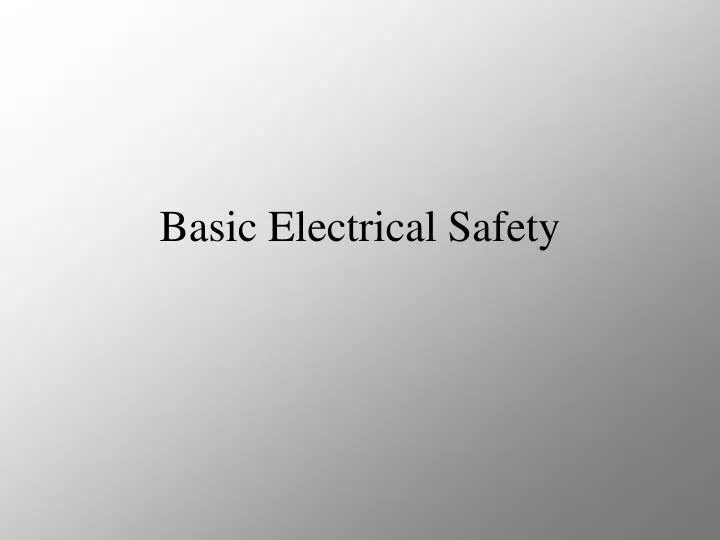 basic electrical safety