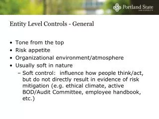 Entity Level Controls - General