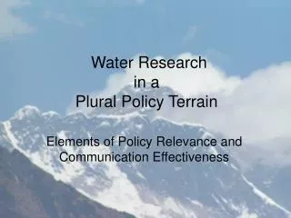 Water Research in a Plural Policy Terrain