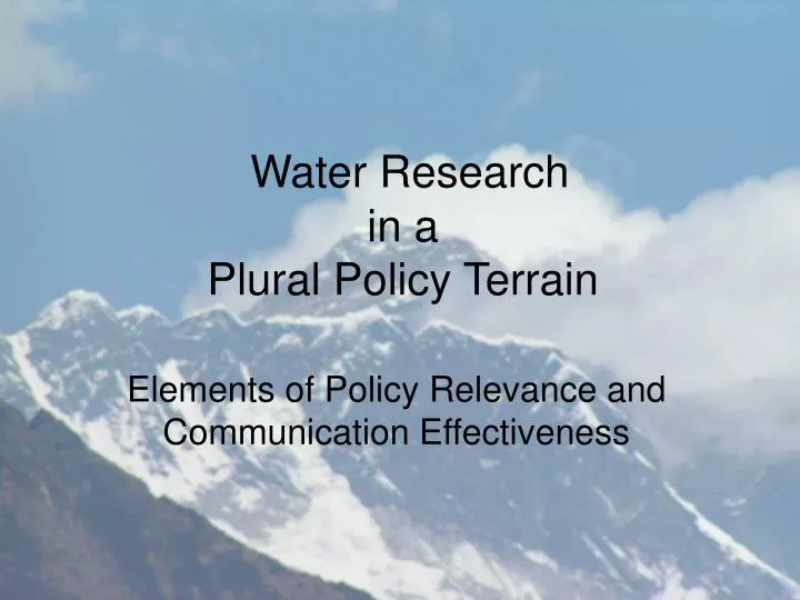 water research in a plural policy terrain
