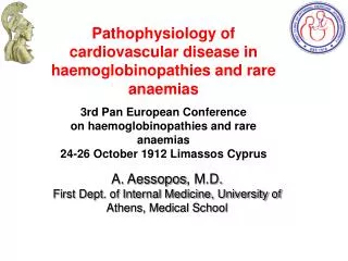 Pathophysiology of cardiovascular disease in haemoglobinopathies and rare anaemias