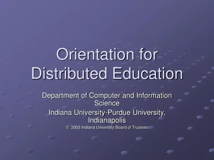 orientation for distributed education