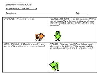 SCCDS GROUP SESSION EVALUATION EXPERIENTIAL LEARNING CYCLE Experience______________________________________________		Dat