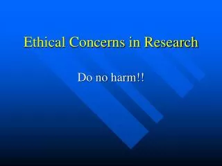 Ethical Concerns in Research