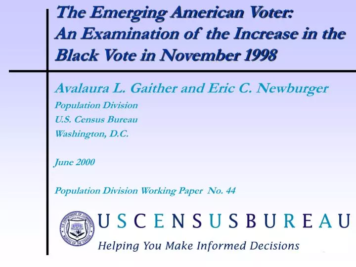the emerging american voter an examination of the increase in the black vote in november 1998