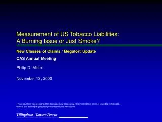 Measurement of US Tobacco Liabilities: A Burning Issue or Just Smoke?
