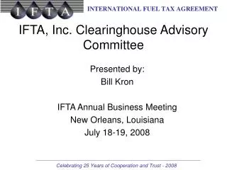 IFTA, Inc. Clearinghouse Advisory Committee