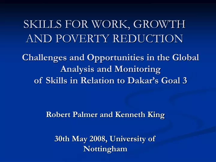 skills for work growth and poverty reduction