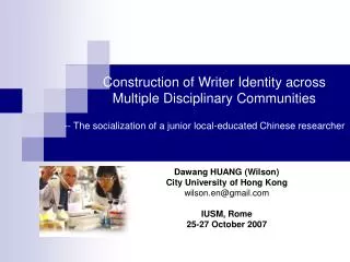 Construction of Writer Identity across Multiple Disciplinary Communities