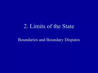 2. Limits of the State