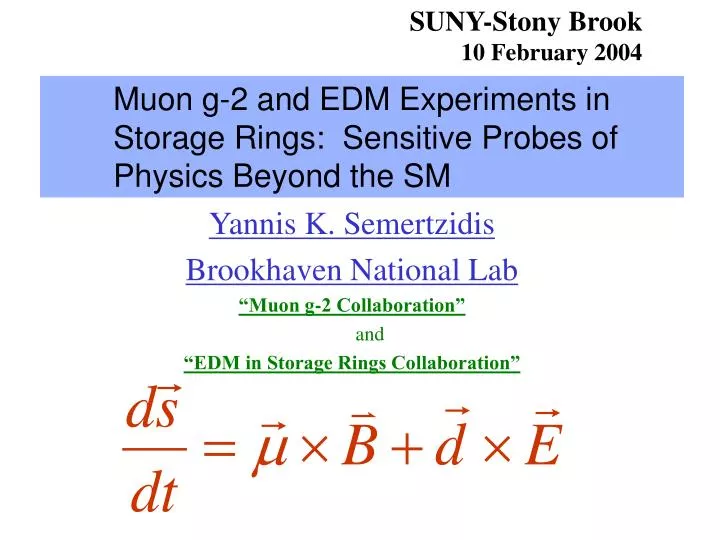 muon g 2 and edm experiments in storage rings sensitive probes of physics beyond the sm