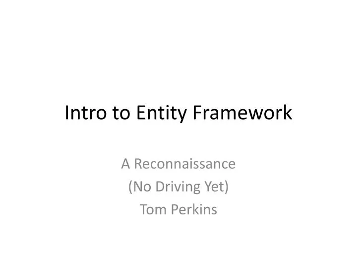 intro to entity framework