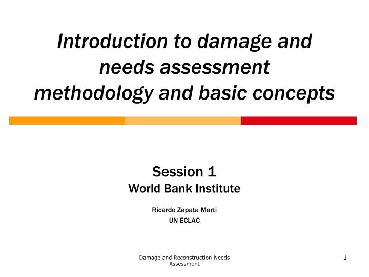 introduction to damage and needs assessment methodology and basic concepts