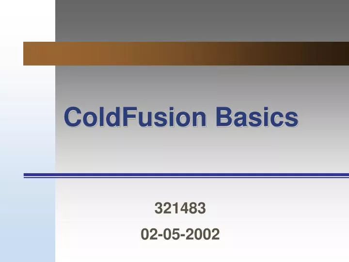 coldfusion basics