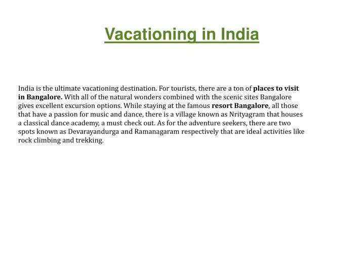 vacationing in india