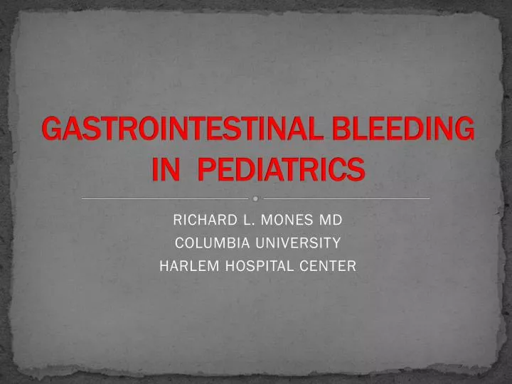 gastrointestinal bleeding in pediatrics