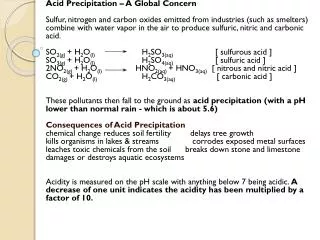 Acid Precipitation – A Global Concern
