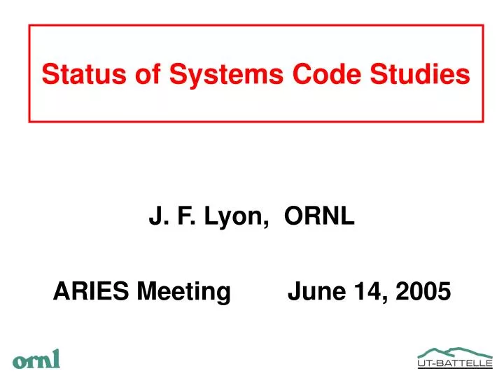 status of systems code studies